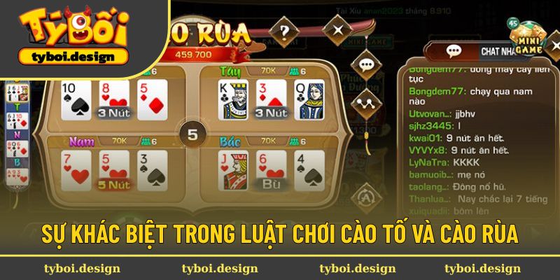 Phân biệt luật chơi bài cào tố và rùa